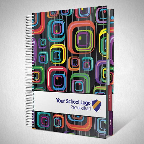 Personalised Teacher Planners - Personalised Teacher Planner With Funky Multi-Colour Shape Cover (FC03)