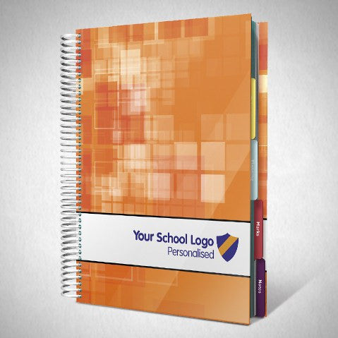 Personalised Teacher Planners - Personalised Teacher Planner With Funky Orange Square Print Cover (FC05)