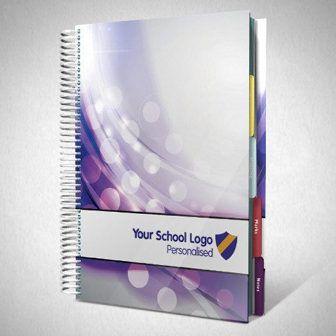 Personalised Teacher Planners - Personalised Teacher Planner With Funky Purple And White Cover (FC09)