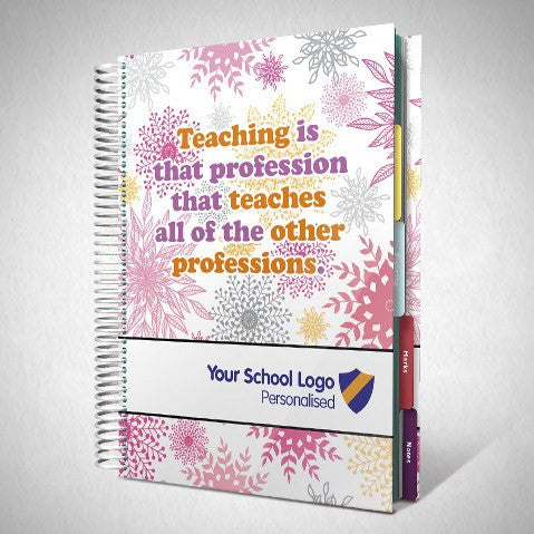 Personalised Teacher Planners - Personalised Teacher Planner With Inspirational Funky Cover - Flower Print (FC01)