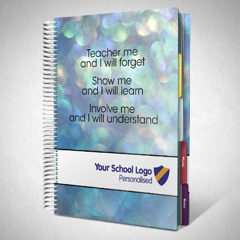 Personalised Teacher Planners - Personalised Teacher Planner With Motivational Funky Cover Blue Star Print (FC20)