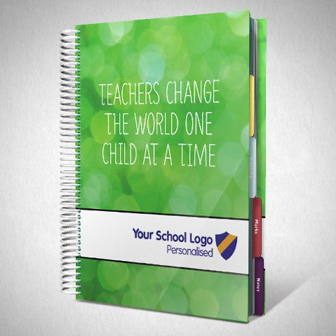 Personalised Teacher Planners - Personalised Teacher Planner With Motivational Funky Cover - Green (FC04)