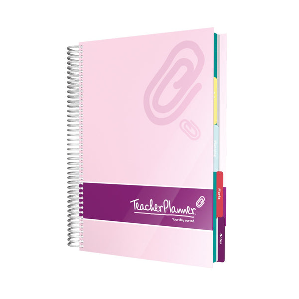 Personalised Teacher Planners - Pink Teacher Planner With Paperclip Design (FC27)